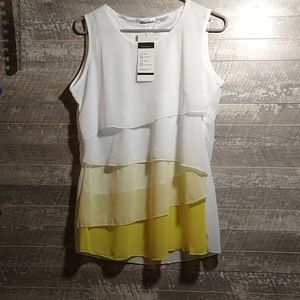 Makiyo NWT White Yellow Layered Sheer Top XXL